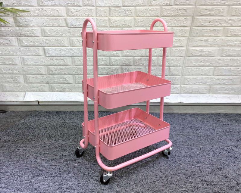 Ofix Travis 3-Layer Metal Trolley (Blue, Pink)
