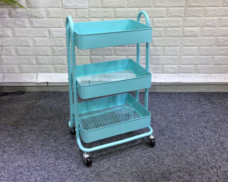 Ofix Travis 3-Layer Metal Trolley (Blue, Pink)