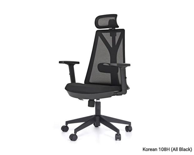 Ofix Korean 108H / Korean -109H High Back Mesh Chair (All White, All Black, Grey+Black), Model: Korean 108H (All Black)