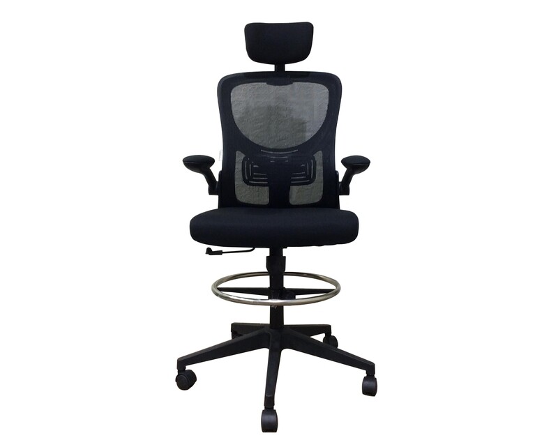 Ofix Premium-32 Drafting High Chair (With Headrest) (Black)