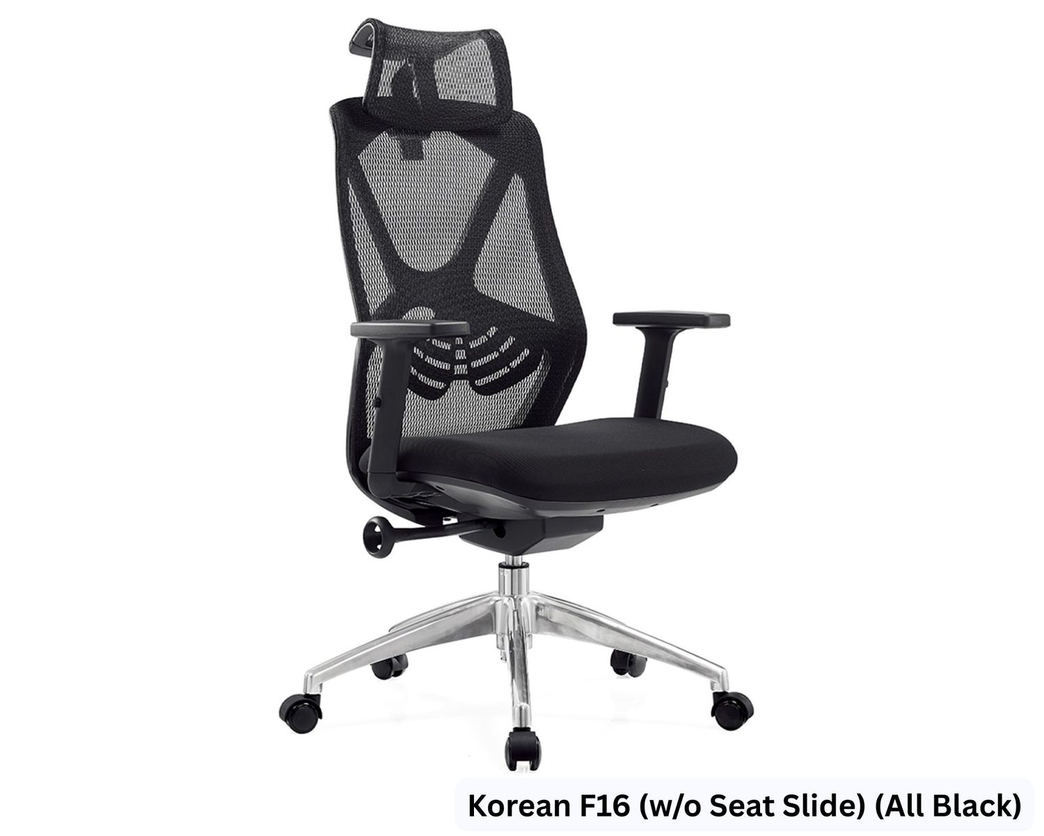Ofix Korean F16 / F16-PRO / F16-XTM High Back Chair (White+Grey, Black), Color:: Korean F16 (w/o Seat Slide) (All Black)
