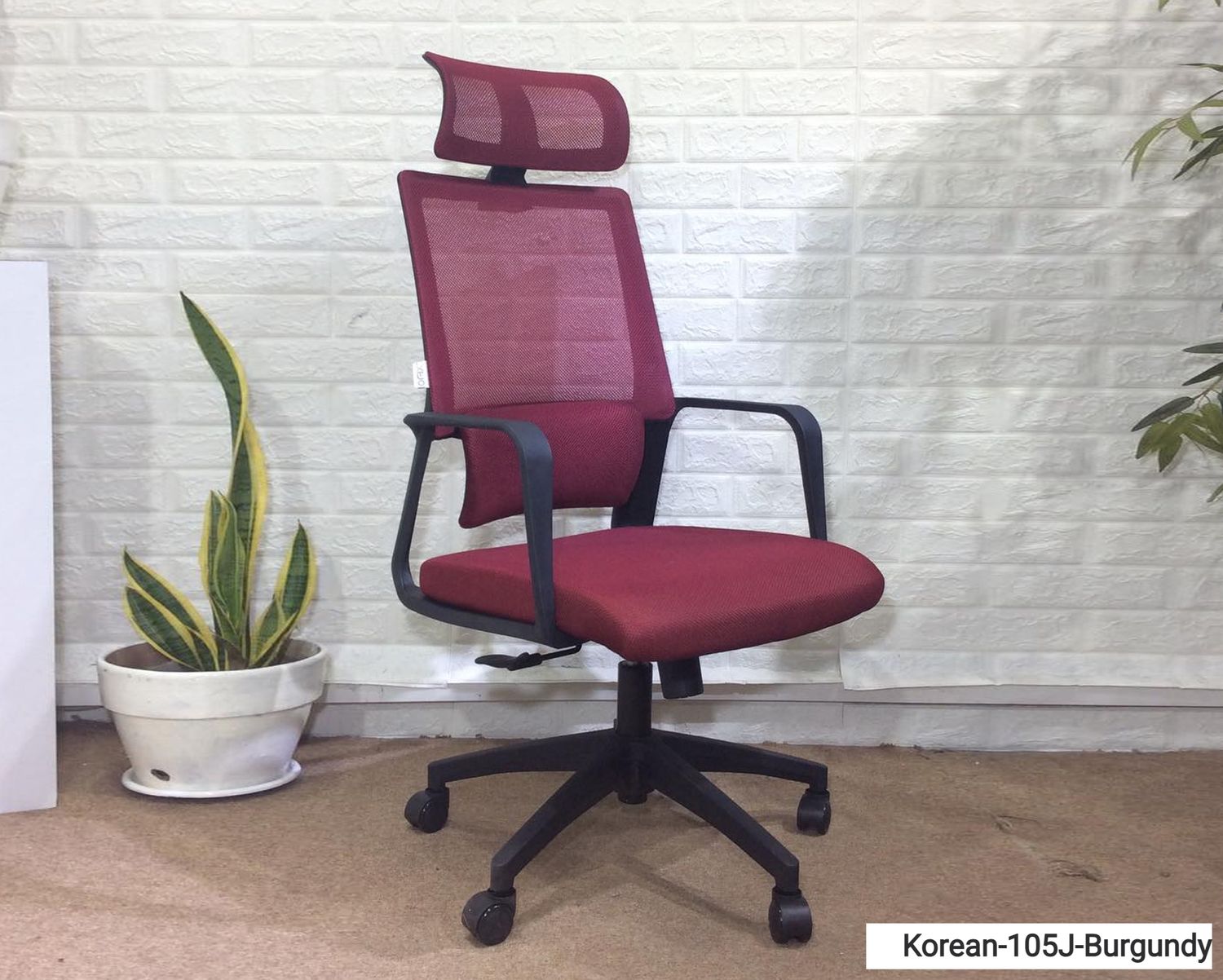 Ofix Korean-105J High Back Mesh Chair (Burgundy, Grey, Black), Model: Korean-105J Burgundy (Best Seller-Limited Stock)