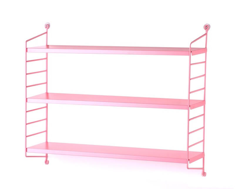 Ofix Arden 3-Tier Metal Wall Shelf (Black, Pink)