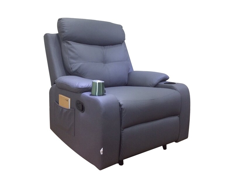 Flotti Cinema Manual Recliner  with Cup Holder and Side Pocket  (Grey)