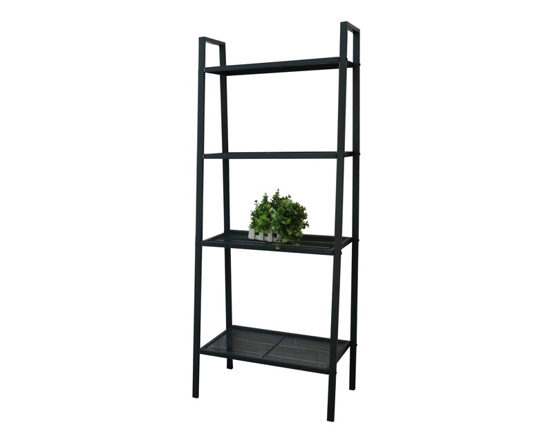 Ofix Fleur 4 Layer Steel Plant Rack (Black)