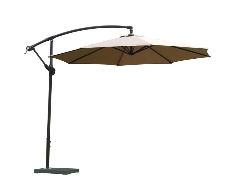 Ofix Raelyn Iron Frame with Marble Stone Base Patio Umbrella (2.7M, 3M) (Green, Khaki)