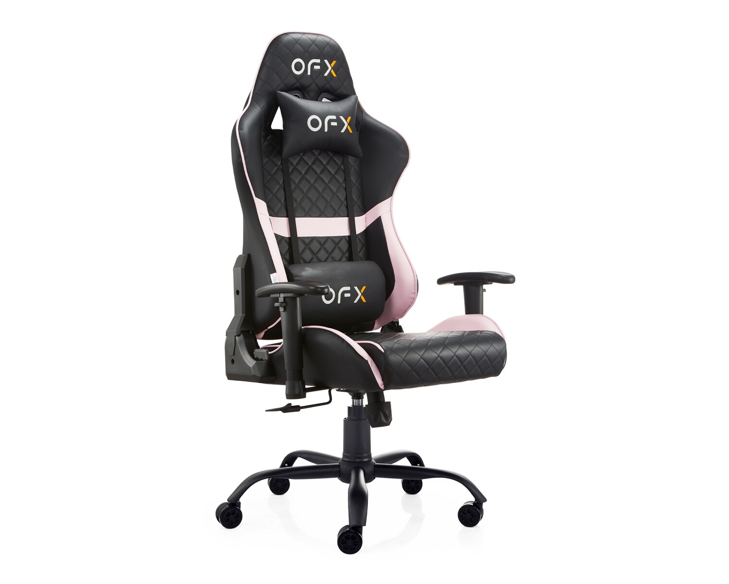 OFX David Diamond Pattern Steel Base Gaming Chair (Black+Pink)