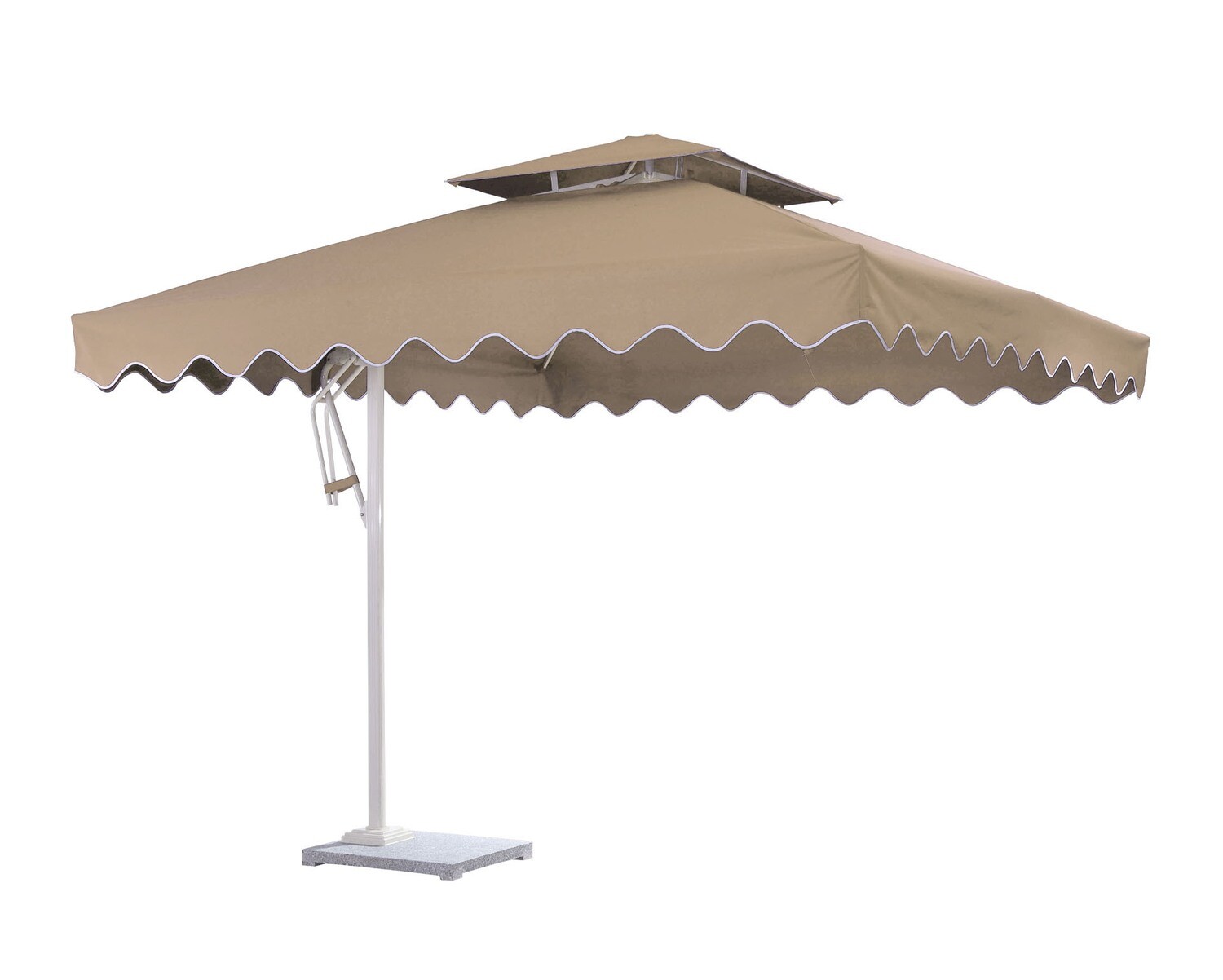 Ofix Averill Square Roof Side Post Aluminum Frame with Marble Stone Base Umbrella (Khaki), Color:: Averill Side Post Umbrella (Khaki)