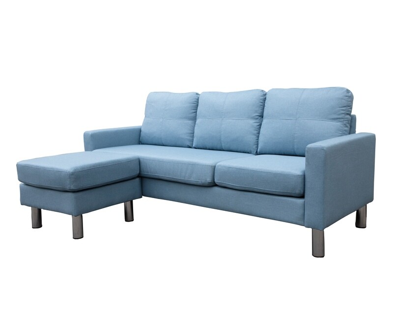 Flotti Zemira L-Shape Sofa Pocket Spring, Reversible Corner (Light Blue, Light Brown, Beige, Navy Blue, Grey, Khaki, Brown, Light Grey)