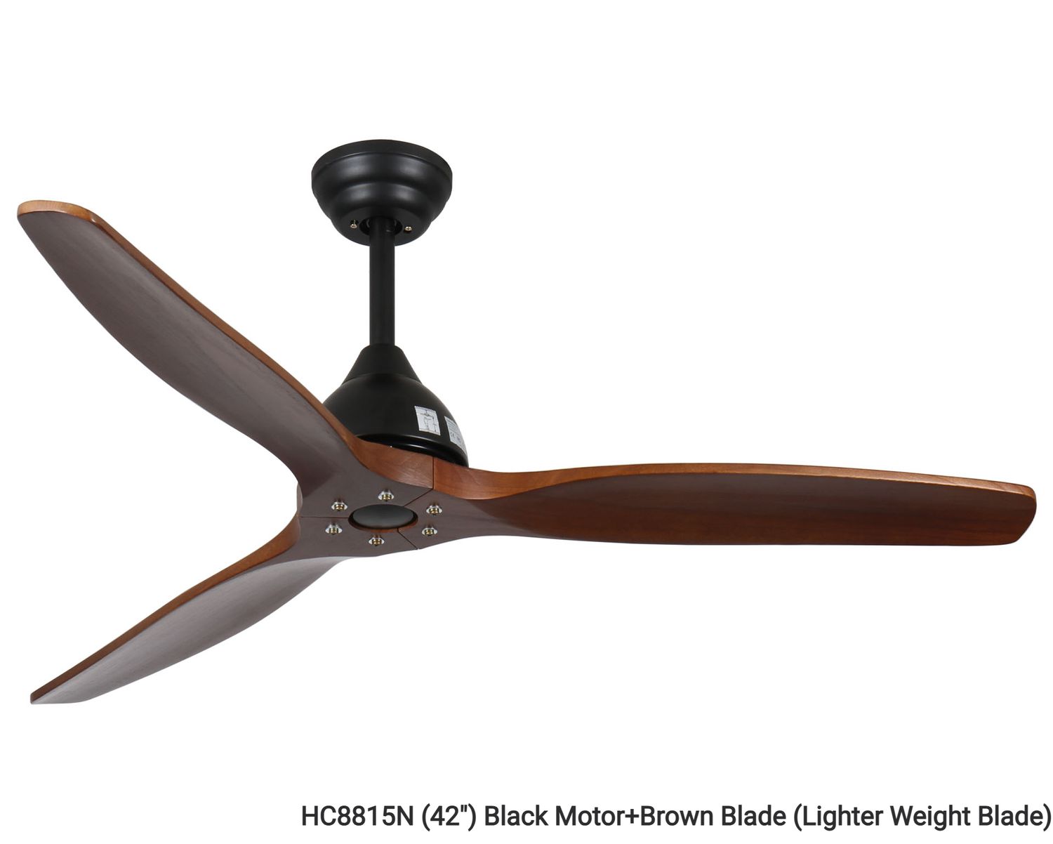 MYKE Ceiling Fan (42", 52") (Brown) (No Lamp) (2 yrs Warranty), Color/ Size: HC8815N (42") Black Motor+Brown Blade (Lighter Weight Blade)