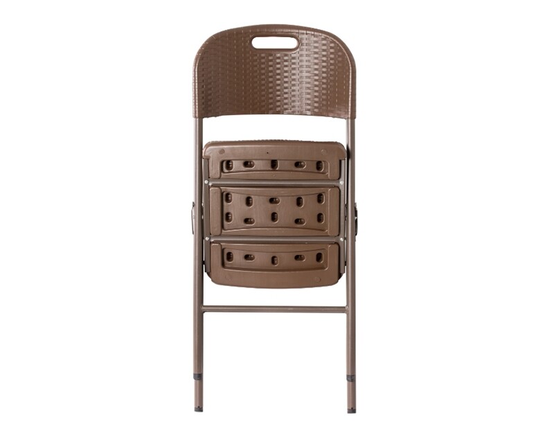 Ofix Rattan Steel Leg Folding Chair (Coffee)