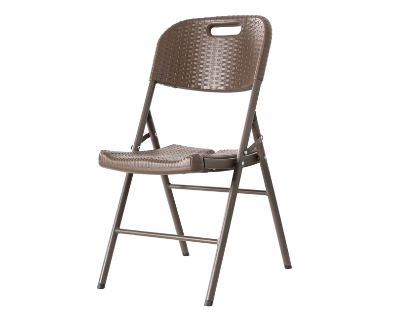 Ofix Rattan Steel Leg Folding Chair (Coffee)