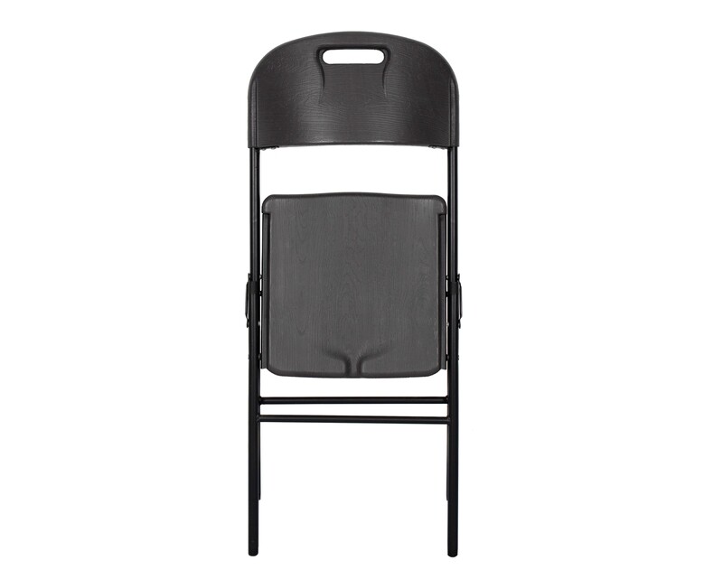 Ofix Wood Grain Steel Leg Folding Chair (Grey)