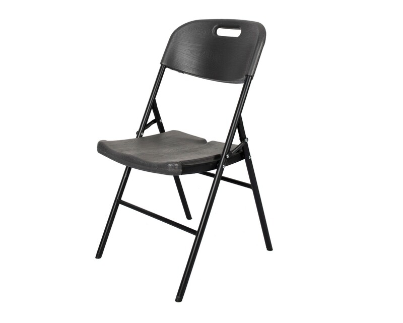 Ofix Wood Grain Steel Leg Folding Chair (Grey)