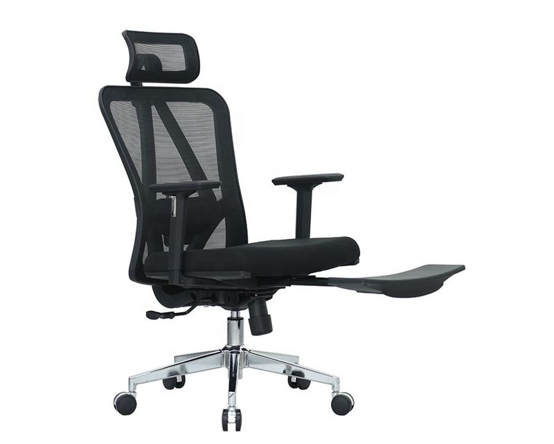 Ofix Deluxe-D18F (1D Armrest, With Footrest) Mesh Chair (Grey, Black)
