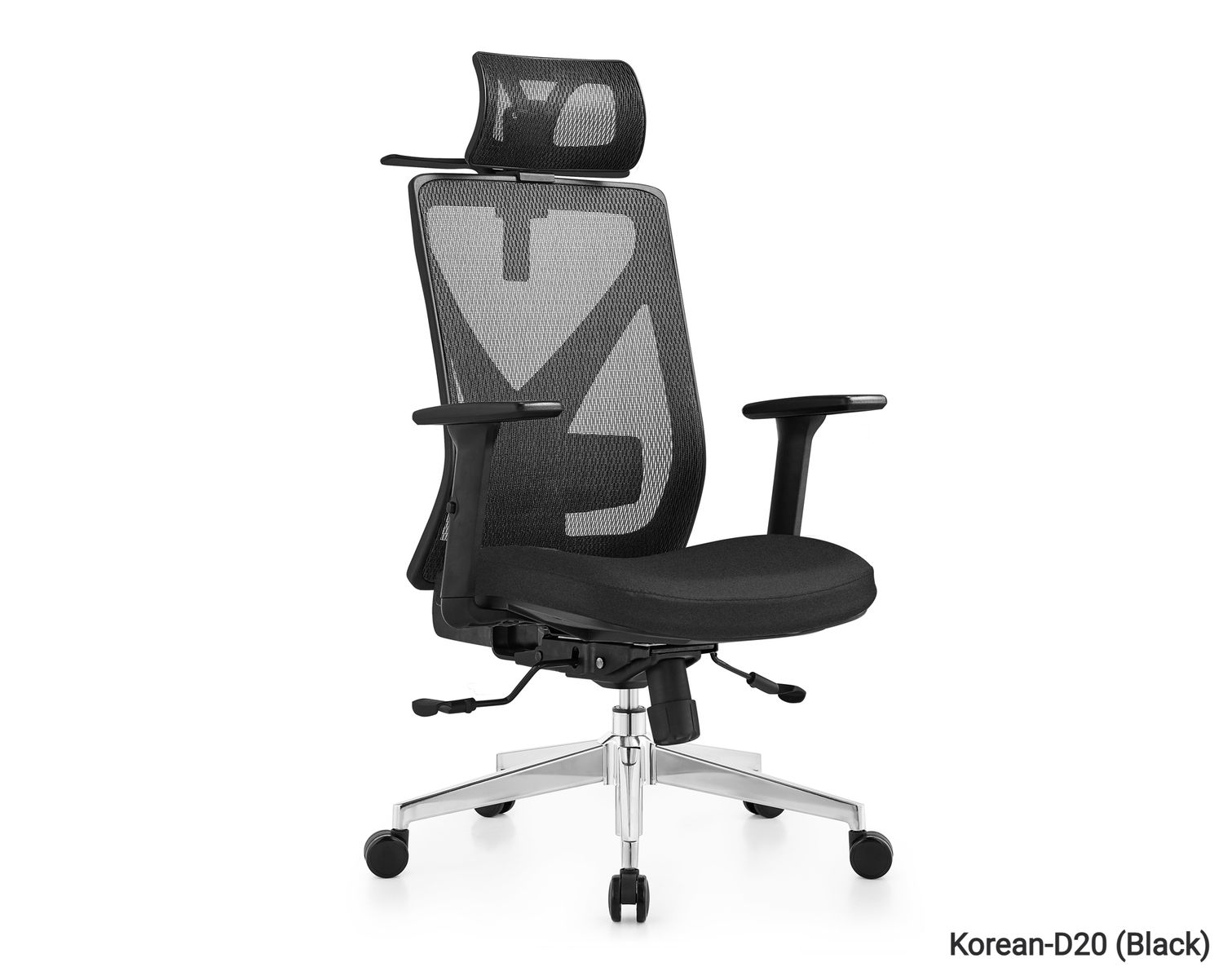 Ofix Korean-D20 Height Adjustable Backrest w/ Seat Slide, 2D Lumbar Support &amp; 3D Armrest Office Chair (Black, White+Grey), Model:: Korean-D20 (Black)