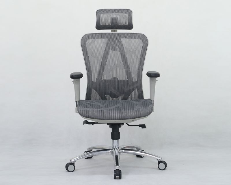 XTM Deluxe-D57 XTM Full Mesh Chair with Seat Slide  Aluminum Base, 2D Lumbar Support &amp; 3D Armrest Office Chair (Grey) (2 Year Warranty)