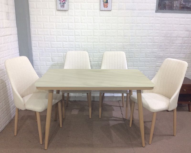 Ofix Clarette Dining Set (120*70-4 Seater / 140*80-6 Seater) (Beige)