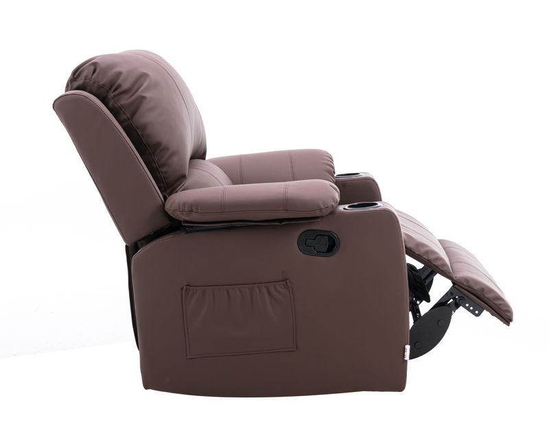 Flotti Athalia 1-Seater Air Leather Manual Recliner with Cup Holder and Side Pocket (Beige, Brown, Pink)