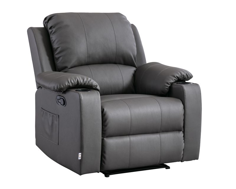 Flotti Athalia 1-Seater Air Leather (Manual Recliner/ Power Recliner) with Cup Holder and Side Pocket (Beige, Mud Grey, Brown)