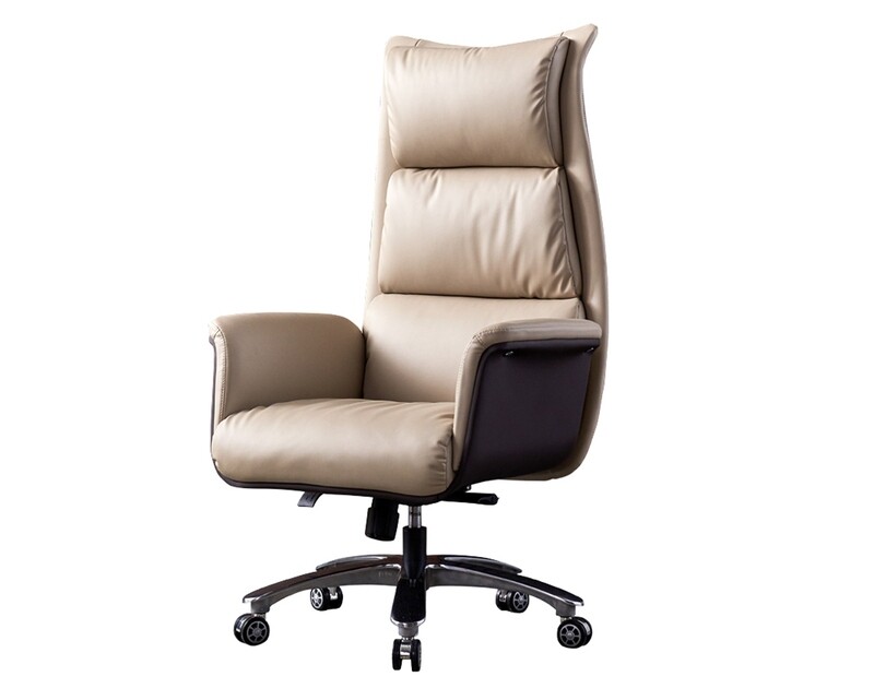 (Sale) Ofix Premium-42 High Back PU Chair (Beige) (Backrest Torn/Scratches/Dents)