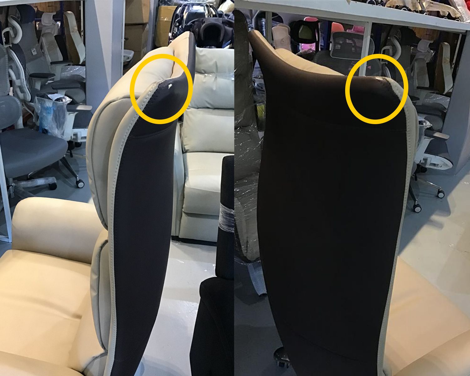 (Sale) Ofix Premium-42 High Back PU Chair (Beige) (Backrest Torn/Scratches/Dents), Colors: 050426CUB-A Ofix Premium-42 High Back PU Chair (Beige)  (SALE)