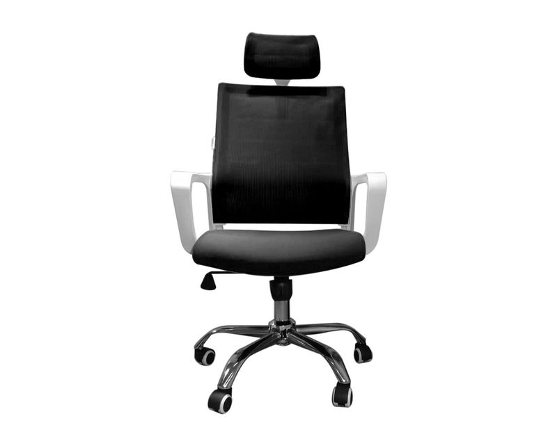Ofix Deluxe-45 High Back Mesh Chair (White+Black, All White)