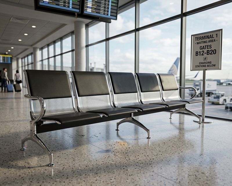 OFIX 5-Seater Airport Gang Chair  (Silver)
