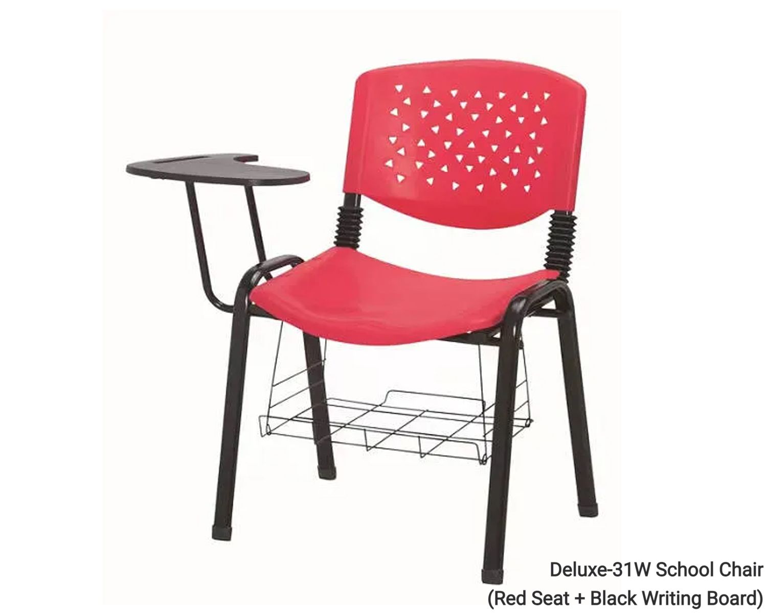Ofix Deluxe-31W School Chair (Red, Blue, Black), Model: Deluxe-31W School Chair (Red Seat + Black Writing Board)