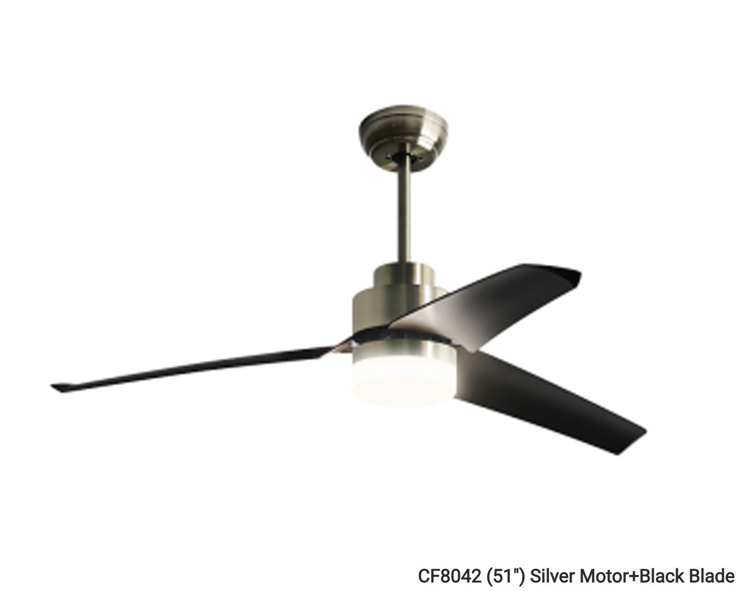 MYKE Ceiling Fan (51") (Sand Nickel) (2 yrs Warranty), Color: CF8042 (51") Silver Motor+Black Blade