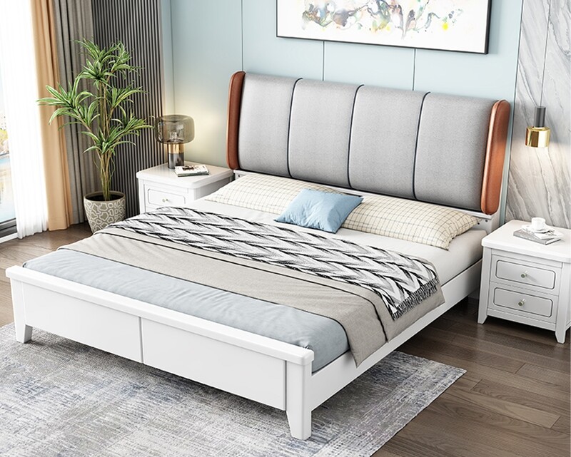 Flotti Persis Solid Thailand Rubberwood Bed Frame (King) (Side Drawers Are Not Included)