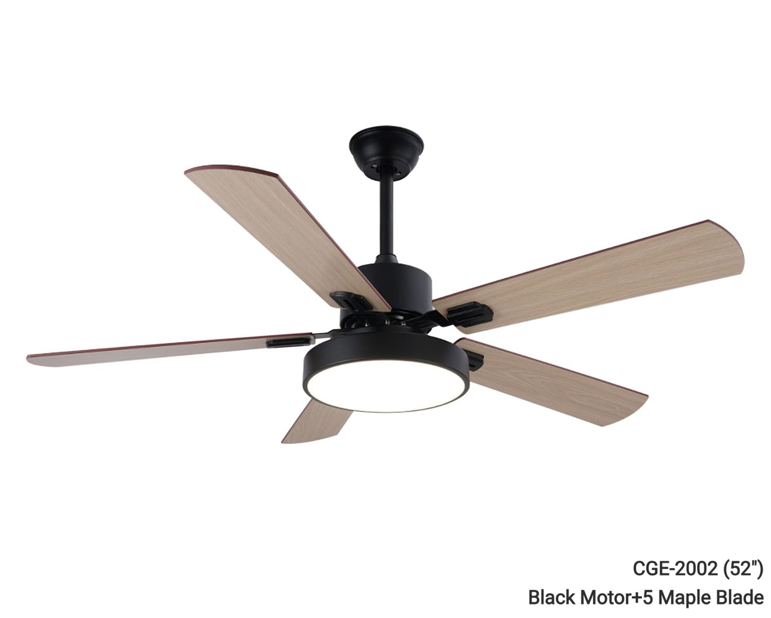 MYKE Ceiling Fan (52") (Black) (2 yrs Warranty), Model/ Color: CGE-2002 (52") Black Motor+5 Maple Blade