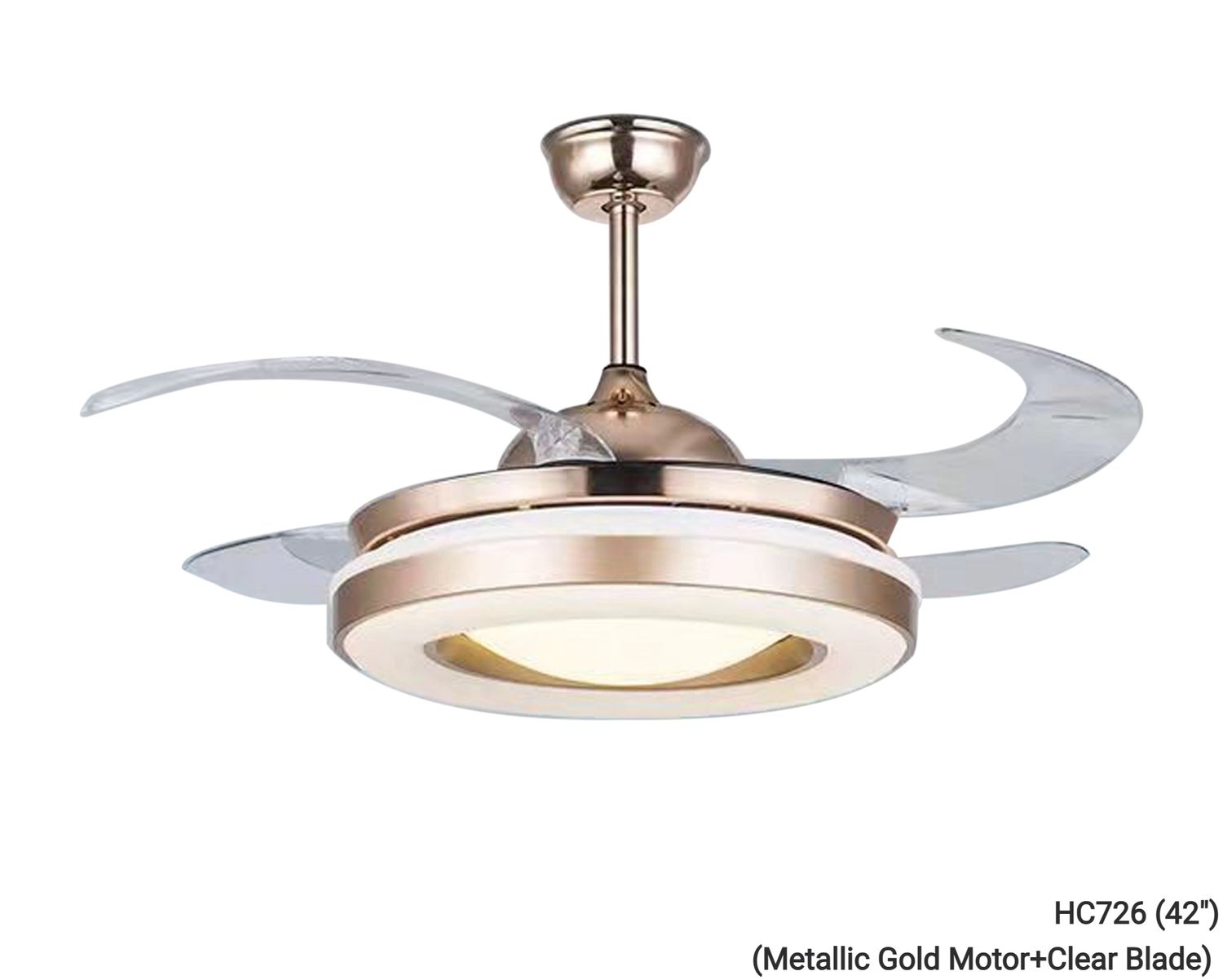 MYKE Ceiling Fan (42") (Metallic Gold) (2 yrs Warranty), Model/ Color: HC726 (42") (Metallic Gold Motor+Clear Blade)