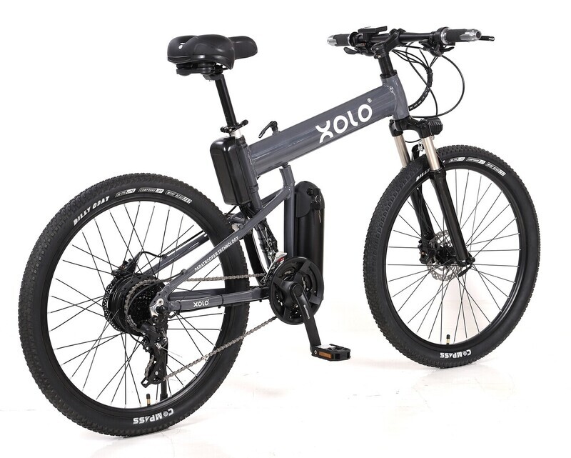 XOLO Folding Mountain E-Bikes (White, Gray, Blue, Orange)