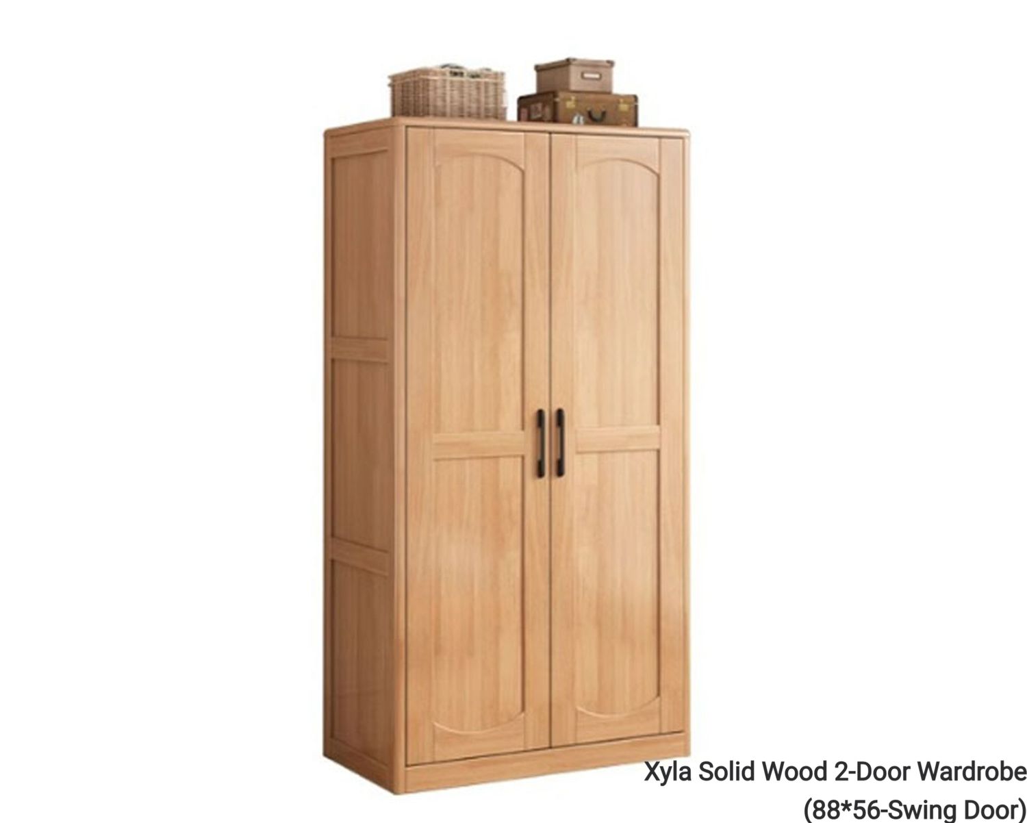 Ofix Xyla Solid Thailand Rubberwood 2-Door Wardrobe (88*56-Swing Door), Model:: Xyla Solid Wood 2-Door Wardrobe (88*56-Swing Door)