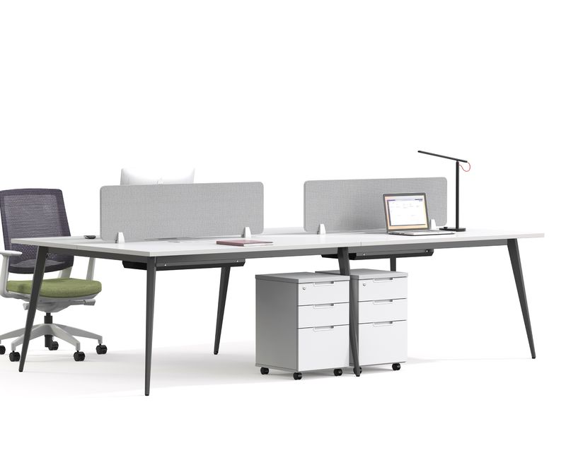 Ofix 400-WS 4 Seaters Workstation Partition (White, Walnut)