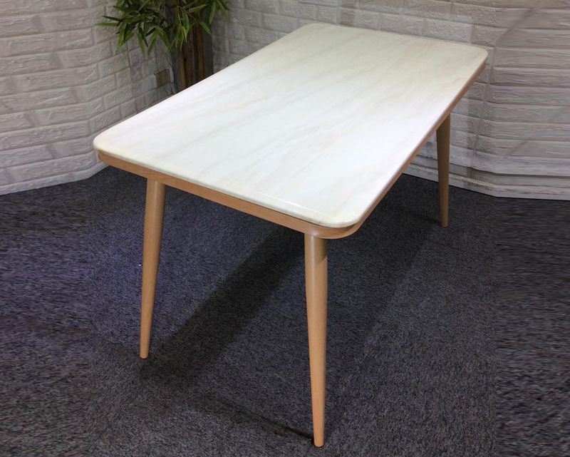 Ofix Clarette Dining Table Marble Top Metal Leg (120*70, 140*80) (4 Seater,6Seater) (Beige)