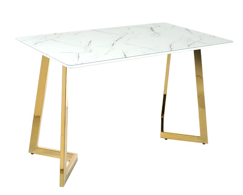 Ofix Scarlet Dining Table (4 Seater) (120x70)  (White+Gold)