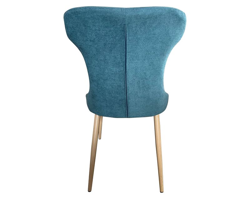 Ofix Adah-A Fabric Seat Metal Leg Dining Chair (Blue+Wood Grain)