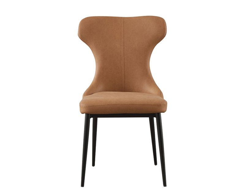 Ofix Adah-A Fabric Seat Metal Leg Dining Chair (Blue+Wood Grain, Brown+Black)