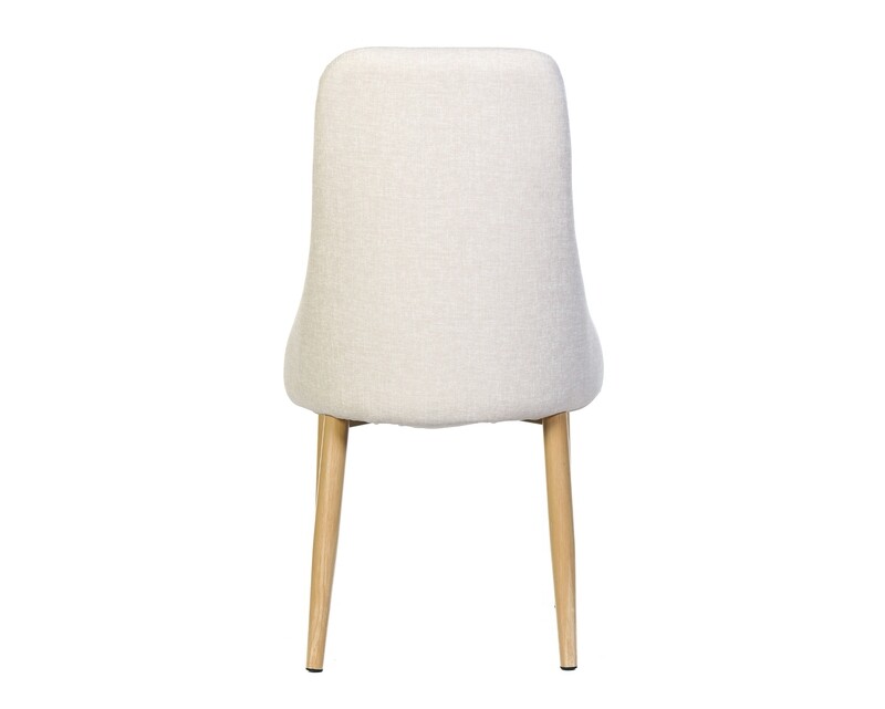 Ofix Clarette PU Leather Seat Metal Leg Dining Chair (Beige PU+Wood Grain)