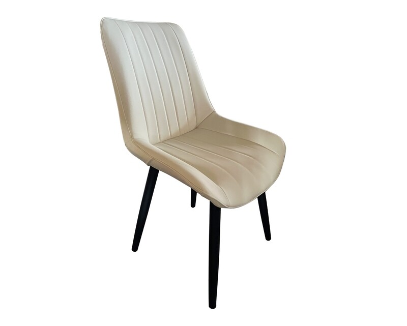 Ofix Lily PU Leather Seat Metal Leg Dining Chair (Beige+Black)