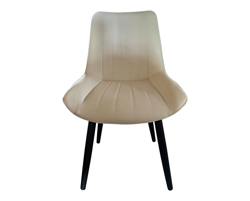 Ofix Lily PU Leather Seat Metal Leg Dining Chair (Beige+Black)