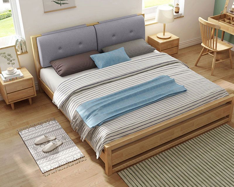 Flotti Veria Solid Thailand Rubberwood Bed Frame (Double, King) (Side Drawers Are Not Included)