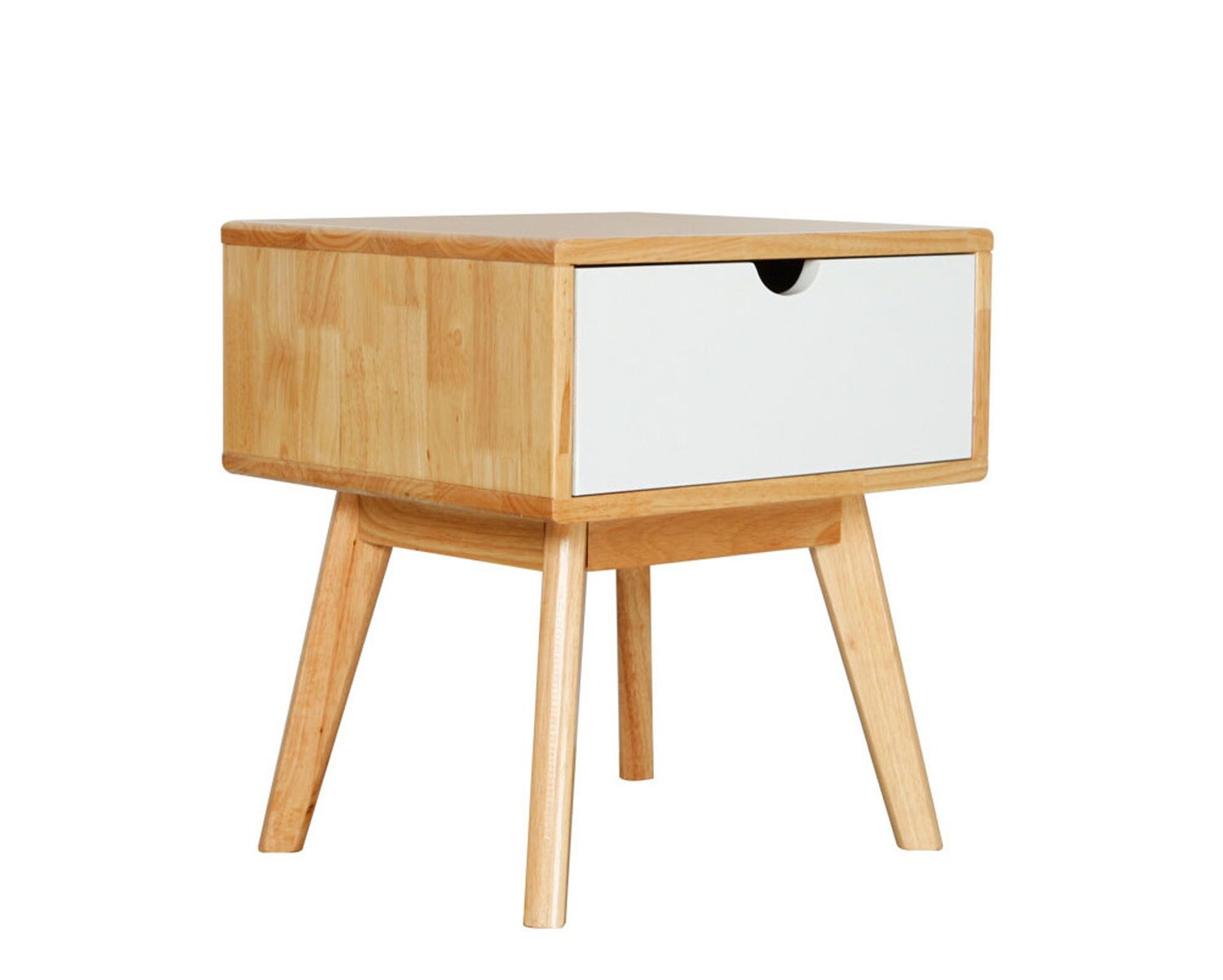 Ofix Mellisa Solid Thailand Rubberwood Bed Side Table (with Drawer), Model: Mellisa Solid Wood Bed Side Table (with Drawer)