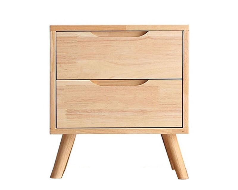 Ofix Montana Solid Thailand Rubberwood Bed Side Table (with Drawers)
