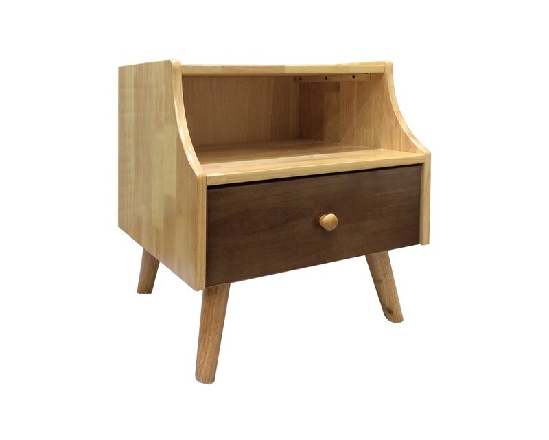 Ofix Mustafa Solid Thailand Rubberwood Bed Side Table (with Drawer)