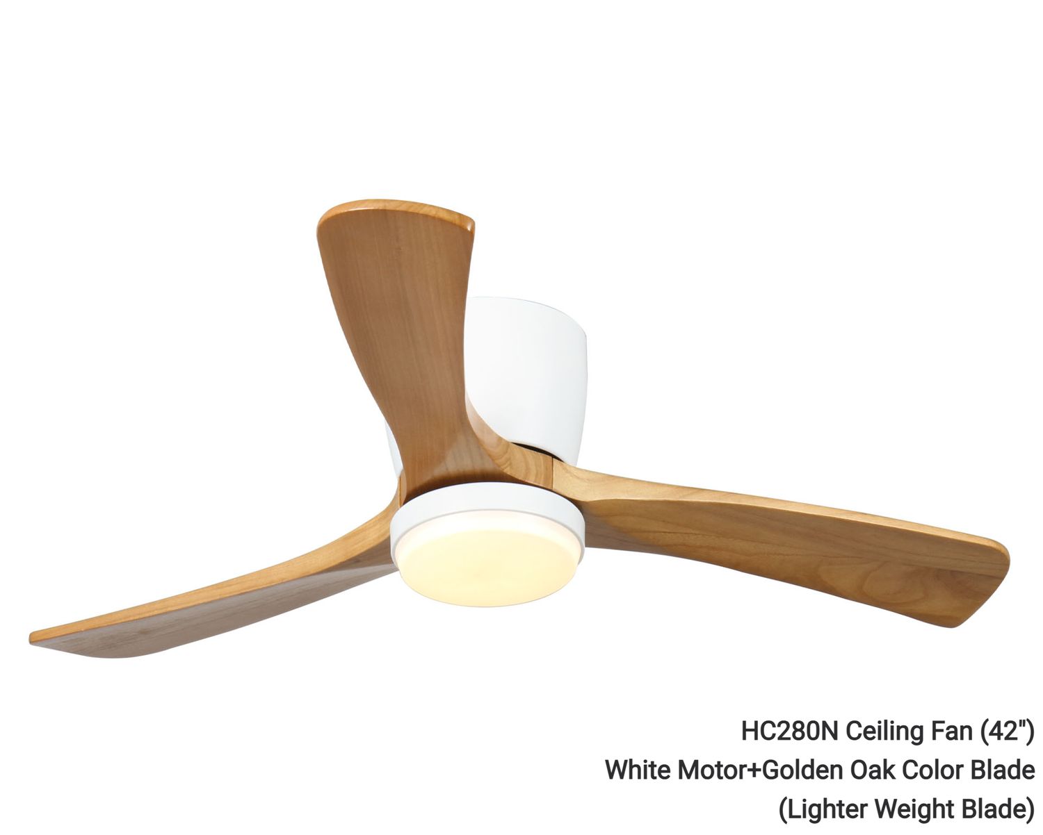 MYKE Ceiling Fan (42" ,56") (White) (2 yrs Warranty)", Color: HC280N Ceiling Fan (42") White Motor+Golden Oak Color Blade (Lighter Weight Blade)
