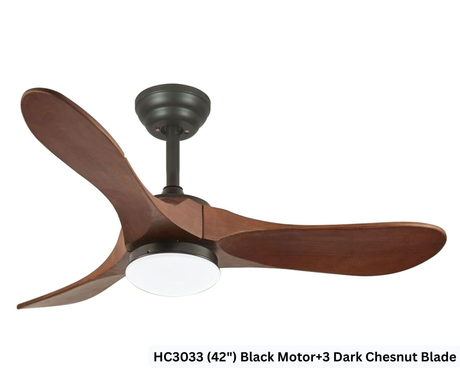 MYKE Ceiling Fan (42", 52") (Black) (2 yrs Warranty), Color: HC3033 (42") Black Motor+3 Dark Chesnut Blade