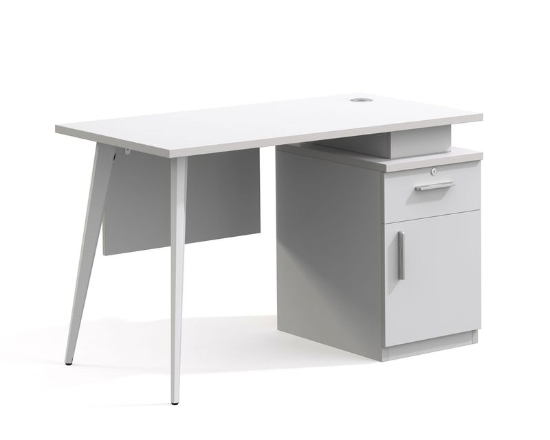 Ofix 501-OF V2 (120x60) Office Table (Asia Teak, White)
